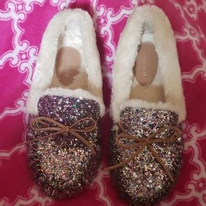 Glitter Fur-Lined Slippers